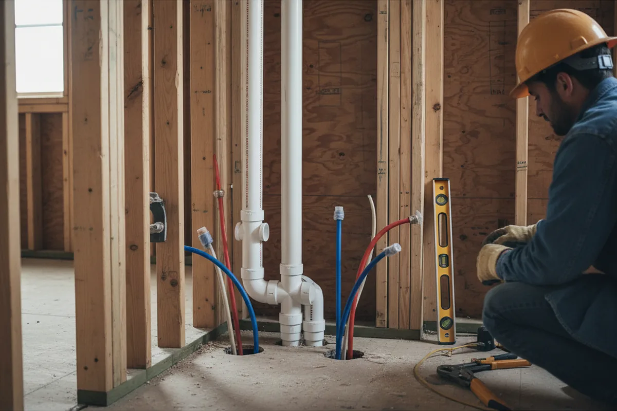 Drain and supply rough-in during Leak Detection in Sarahsville